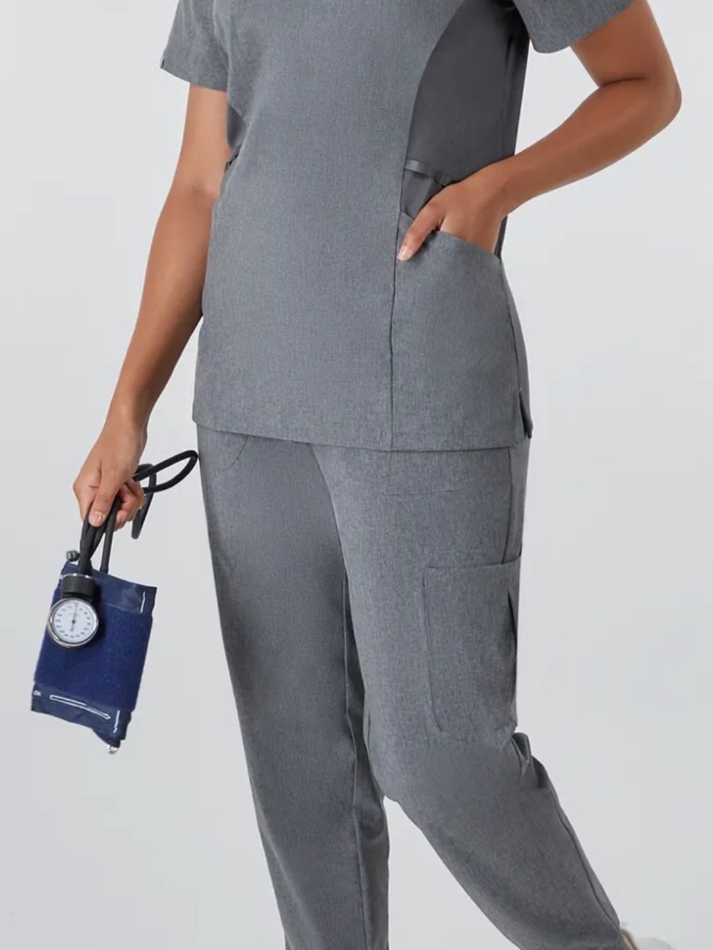 Hanes Gray Scrub set with Utility Pockets in size medium